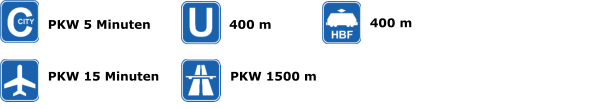 PKW 5 Minuten 400 m PKW 1500 m 400 m PKW 15 Minuten