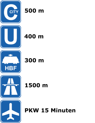 500 m 400 m 1500 m 300 m PKW 15 Minuten