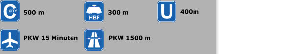 500 m 300 m PKW 1500 m 400m PKW 15 Minuten